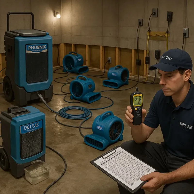 Structural Drying and Dehumidification process in Balcones Heights, TX